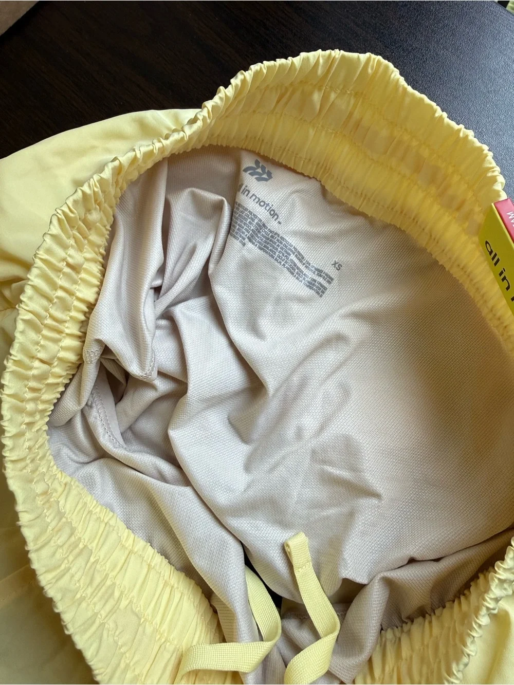 Yellow Elastic-Waist running Shorts